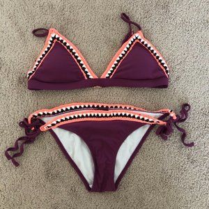 Maroon Bikini Set with Crochet Lining